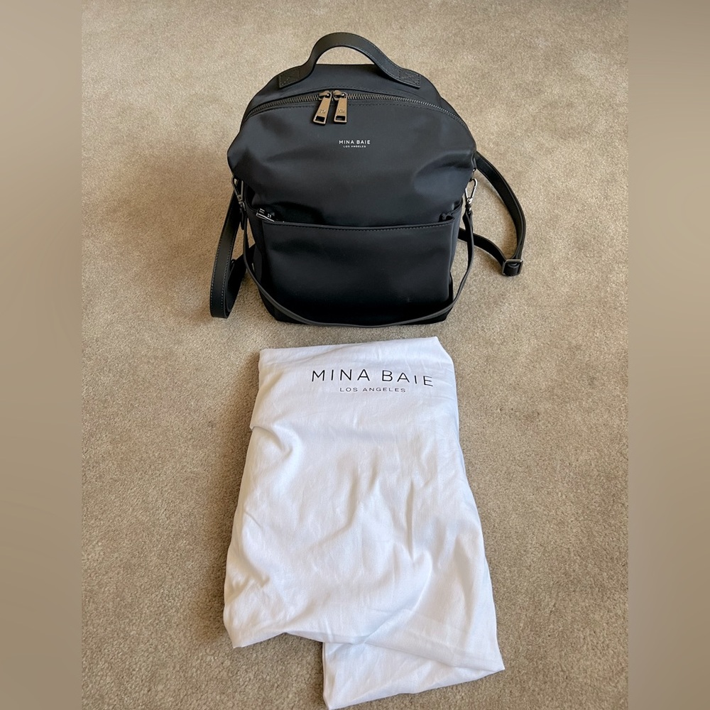 Mina Baie EUC black MINI Stevie backpack (nylon, gunmetal)